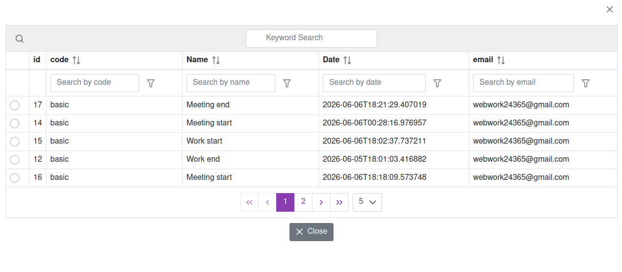 Employee time tracking dashboard showing attendance and working hours